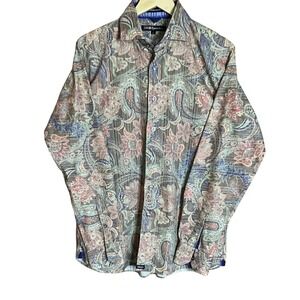 XMI Signature Mens L Engineered Paisley Print Streetwear Cuffs Button Down Shirt